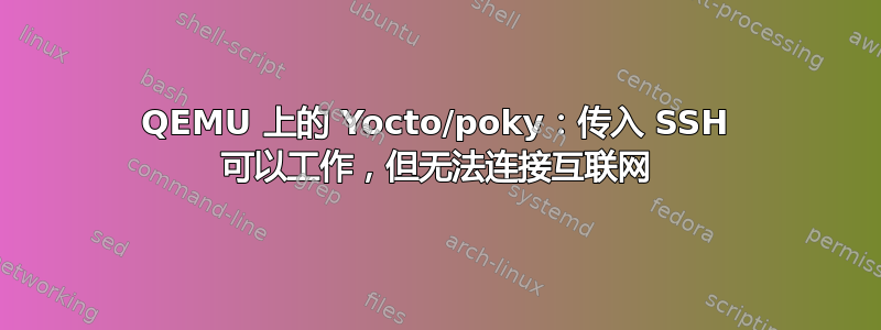 QEMU 上的 Yocto/poky：传入 SSH 可以工作，但无法连接互联网