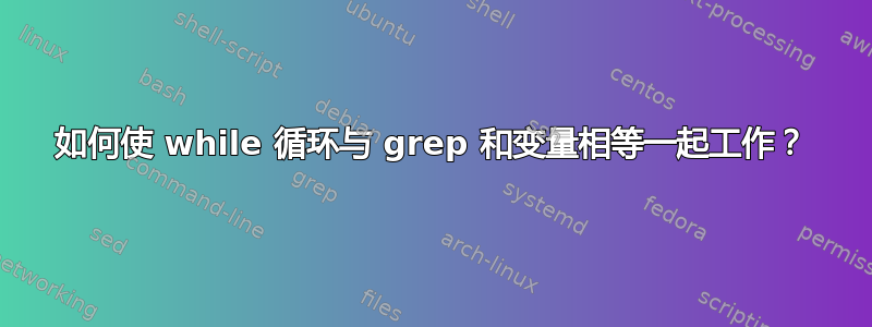 如何使 while 循环与 grep 和变量相等一起工作？