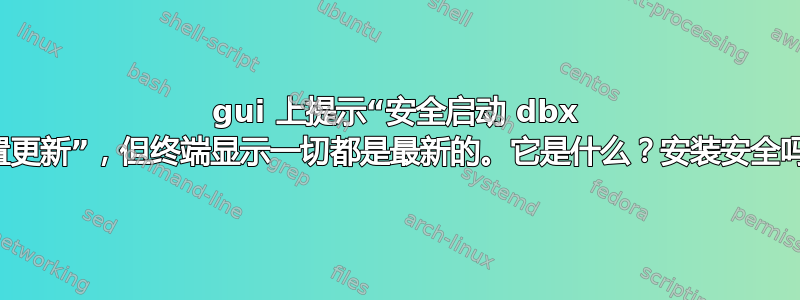 gui 上提示“安全启动 dbx 配置更新”，但终端显示一切都是最新的。它是什么？安装安全吗？