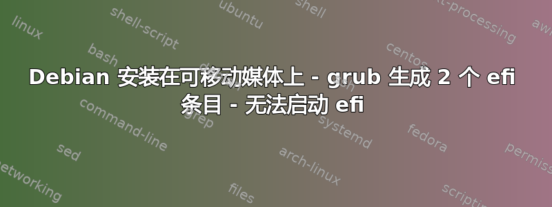 Debian 安装在可移动媒体上 - grub 生成 2 个 efi 条目 - 无法启动 efi