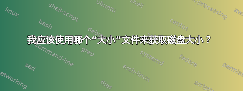 我应该使用哪个“大小”文件来获取磁盘大小？