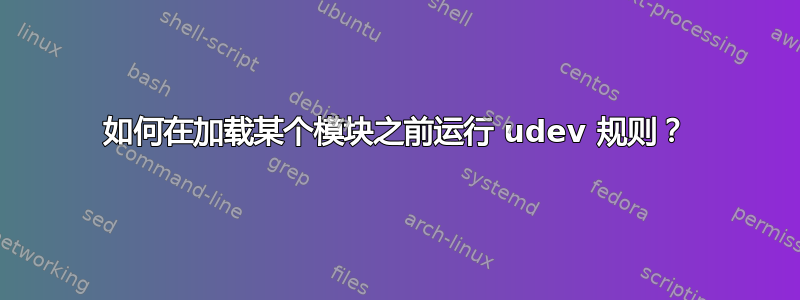 如何在加载某个模块之前运行 udev 规则？