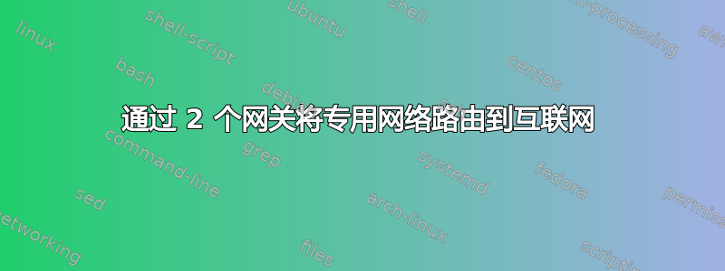 通过 2 个网关将专用网络路由到互联网