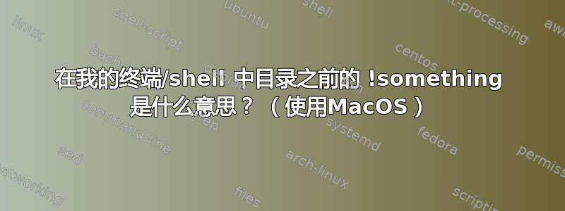 在我的终端/shell 中目录之前的 !something 是什么意思？ （使用MacOS）