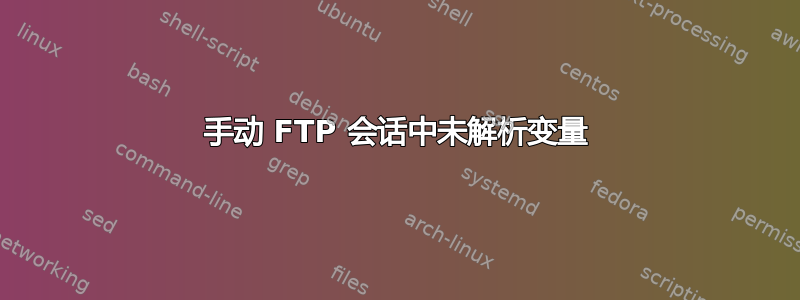 手动 FTP 会话中未解析变量