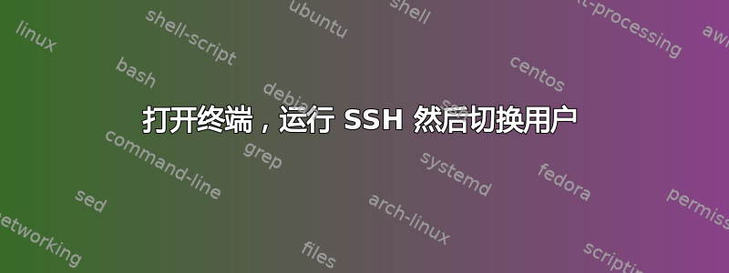 打开终端，运行 SSH 然后切换用户