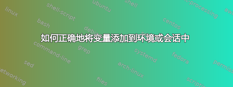 如何正确地将变量添加到环境或会话中