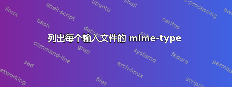 列出每个输入文件的 mime-type