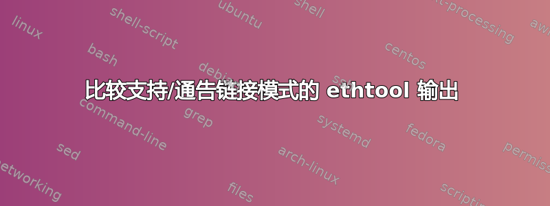 比较支持/通告链接模式的 ethtool 输出