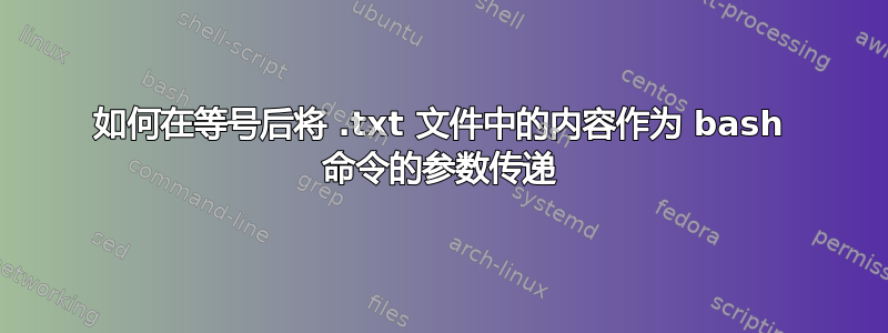 如何在等号后将 .txt 文件中的内容作为 bash 命令的参数传递