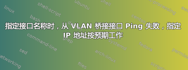 指定接口名称时，从 VLAN 桥接接口 Ping 失败，指定 IP 地址按预期工作