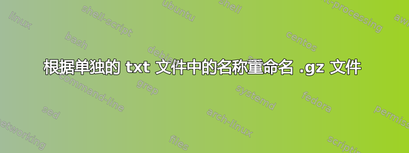 根据单独的 txt 文件中的名称重命名 .gz 文件