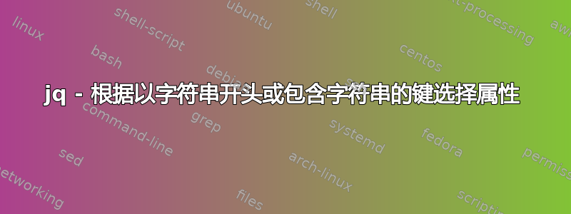 jq - 根据以字符串开头或包含字符串的键选择属性