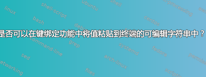 是否可以在键绑定功能中将值粘贴到终端的可编辑字符串中？