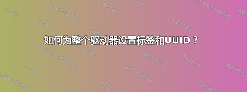 如何为整个驱动器设置标签和UUID？