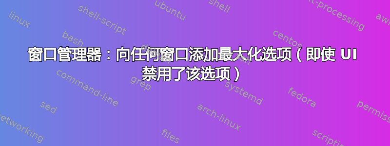 窗口管理器：向任何窗口添加最大化选项（即使 UI 禁用了该选项）