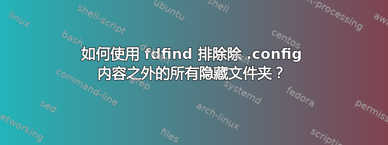 如何使用 fdfind 排除除 .config 内容之外的所有隐藏文件夹？