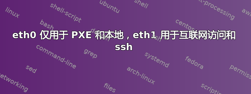 eth0 仅用于 PXE 和本地，eth1 用于互联网访问和 ssh