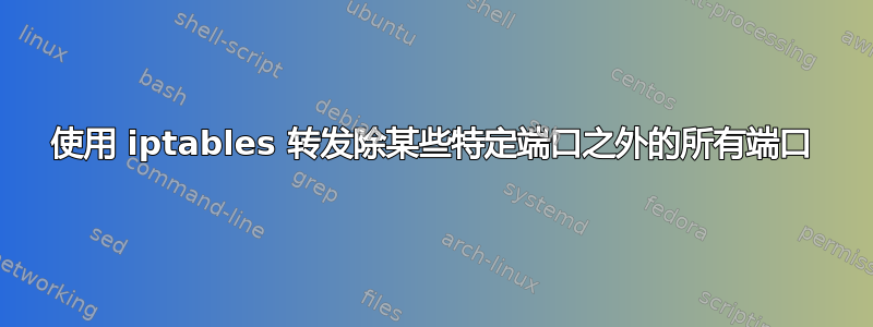 使用 iptables 转发除某些特定端口之外的所有端口