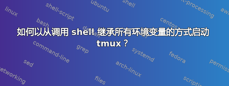 如何以从调用 shell 继承所有环境变量的方式启动 tmux？