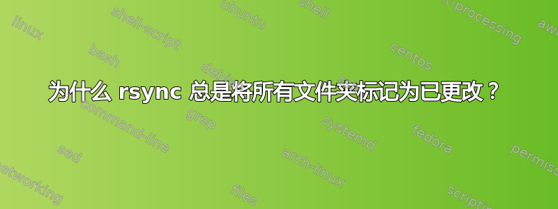 为什么 rsync 总是将所有文件夹标记为已更改？