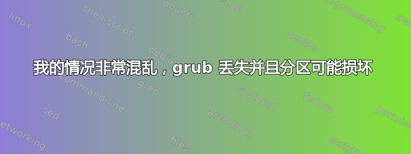 我的情况非常混乱，grub 丢失并且分区可能损坏