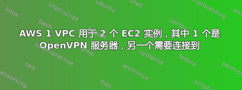 AWS 1 VPC 用于 2 个 EC2 实例，其中 1 个是 OpenVPN 服务器，另一个需要连接到