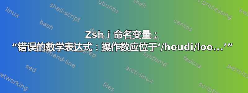 Zsh i 命名变量； “错误的数学表达式：操作数应位于‘/houdi/loo...’”