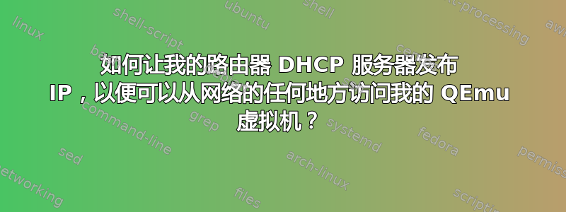 如何让我的路由器 DHCP 服务器发布 IP，以便可以从网络的任何地方访问我的 QEmu 虚拟机？