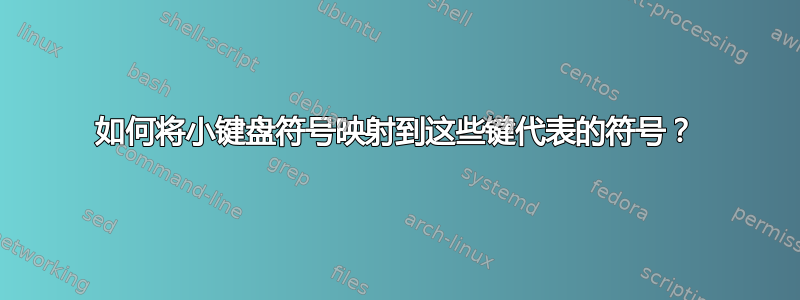 如何将小键盘符号映射到这些键代表的符号？