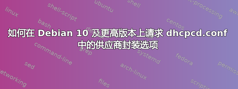 如何在 Debian 10 及更高版本上请求 dhcpcd.conf 中的供应商封装选项