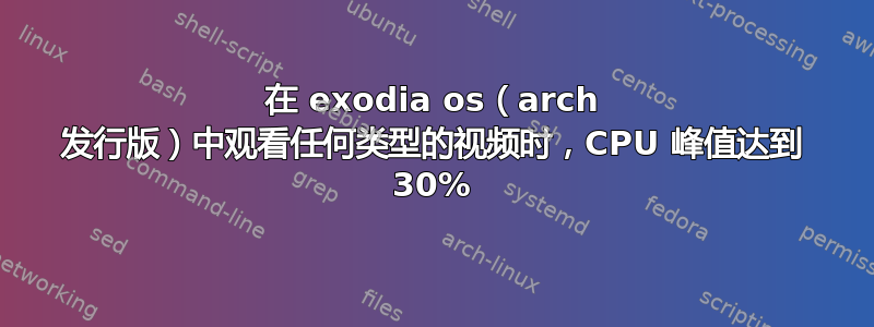 在 exodia os（arch 发行版）中观看任何类型的视频时，CPU 峰值达到 30%