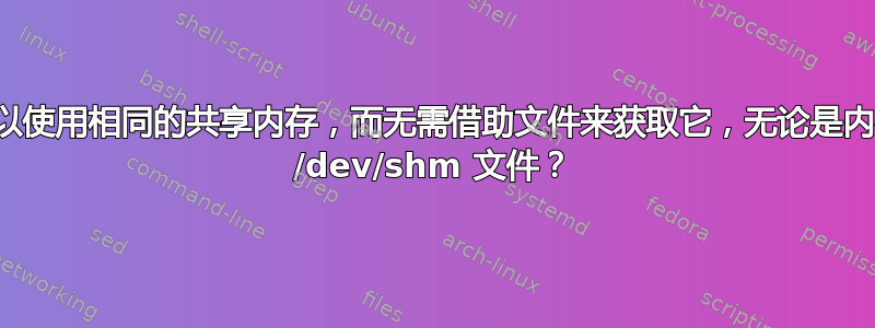 两个进程是否可以使用相同的共享内存，而无需借助文件来获取它，无论是内存映射文件还是 /dev/shm 文件？