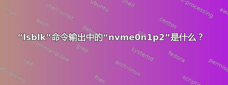 “lsblk”命令输出中的“nvme0n1p2”是什么？ 