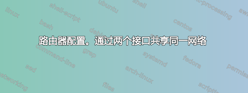 路由器配置。通过两个接口共享同一网络