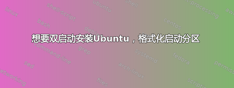 想要双启动安装Ubuntu，格式化启动分区