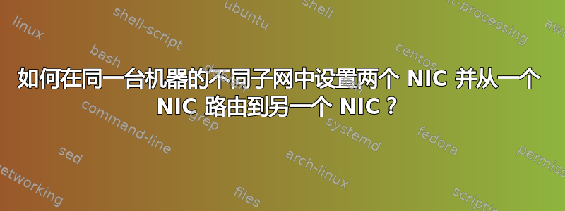 如何在同一台机器的不同子网中设置两个 NIC 并从一个 NIC 路由到另一个 NIC？