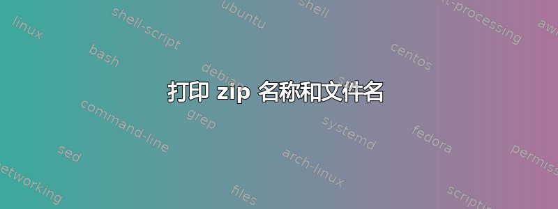 打印 zip 名称和文件名