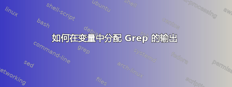 如何在变量中分配 Grep 的输出