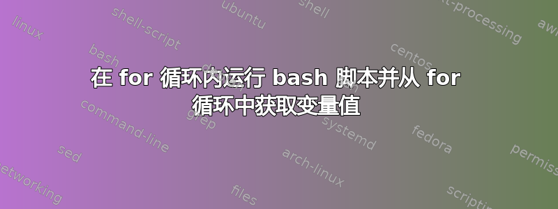 在 for 循环内运行 bash 脚本并从 for 循环中获取变量值