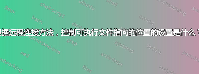 根据远程连接方法，控制可执行文件指向的位置的设置是什么？