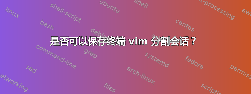 是否可以保存终端 vim 分割会话？