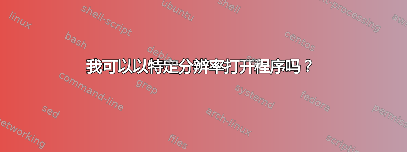 我可以以特定分辨率打开程序吗？