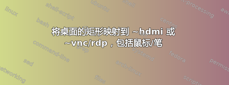 将桌面的矩形映射到 ~hdmi 或 ~vnc/rdp，包括鼠标/笔