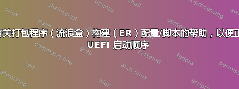 我需要有关打包程序（流浪盒）构建（ER）配置/脚本的帮助，以便正确配置 UEFI 启动顺序