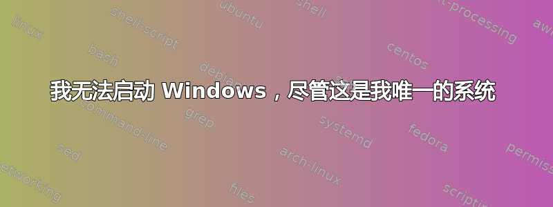 我无法启动 Windows，尽管这是我唯一的系统