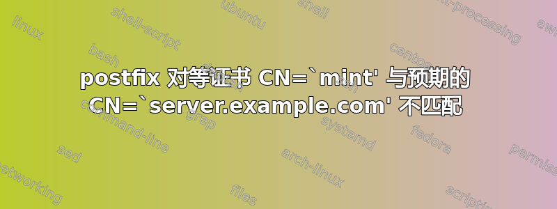 postfix 对等证书 CN=`mint' 与预期的 CN=`server.example.com' 不匹配