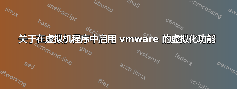 关于在虚拟机程序中启用 vmware 的虚拟化功能