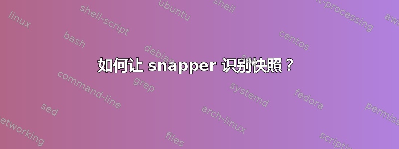 如何让 snapper 识别快照？