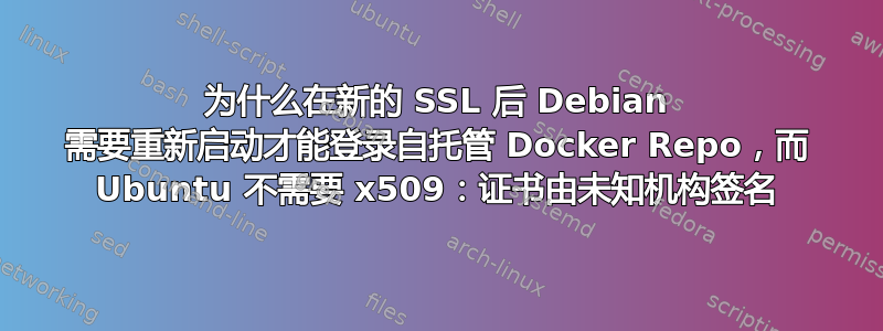 为什么在新的 SSL 后 Debian 需要重新启动才能登录自托管 Docker Repo，而 Ubuntu 不需要 x509：证书由未知机构签名